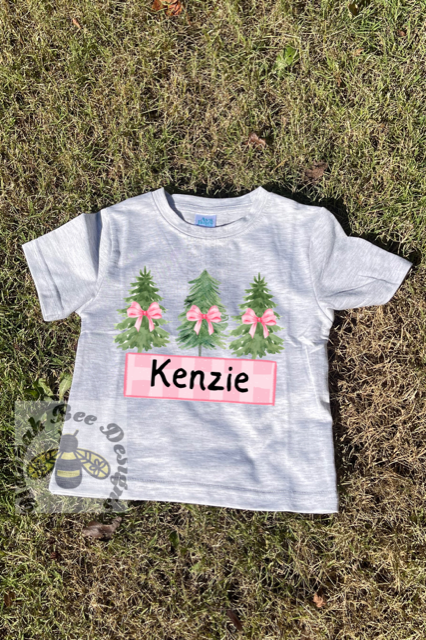 Girls Name Christmas Tree Tee
