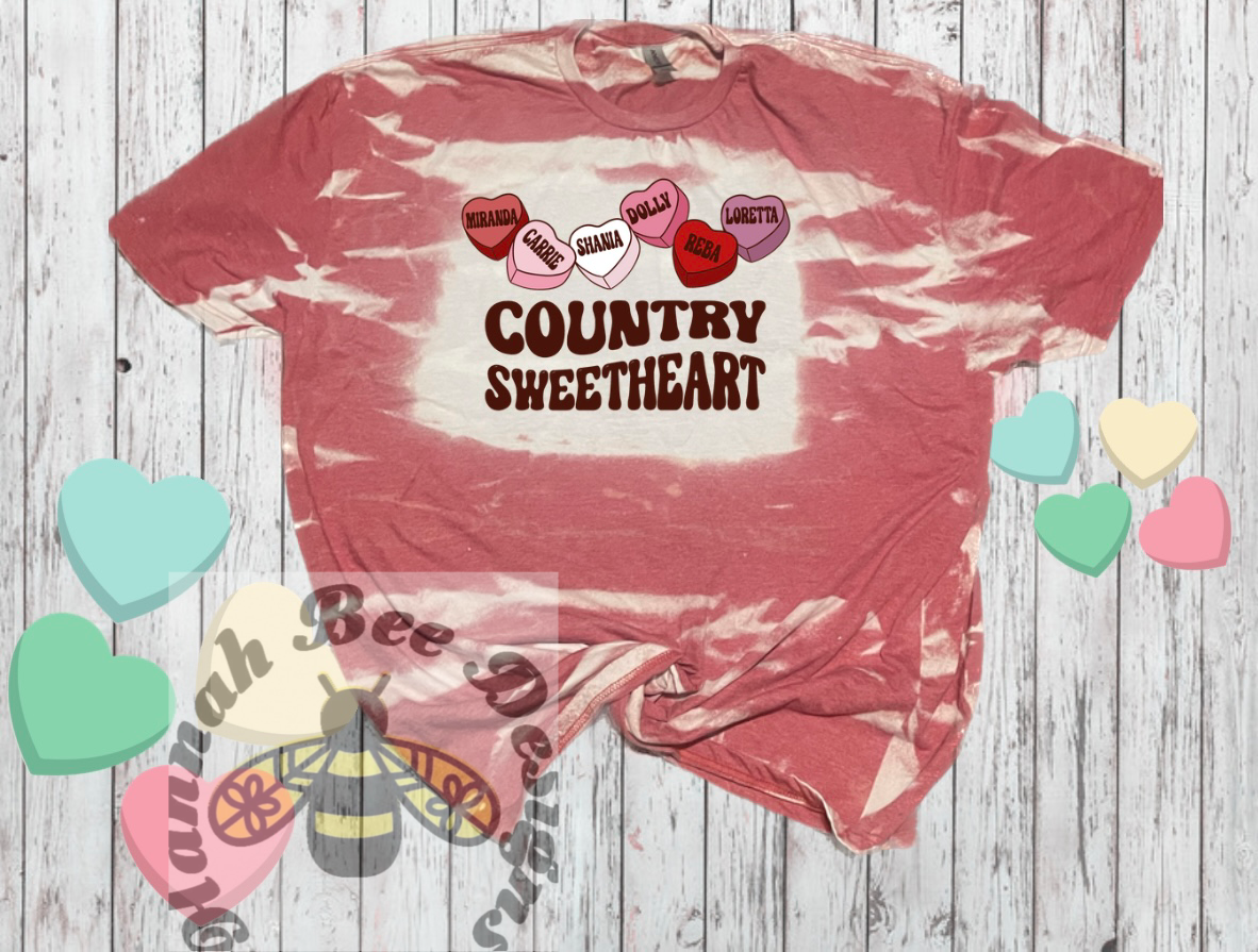 Country Sweetheart Striped Bleach Tee