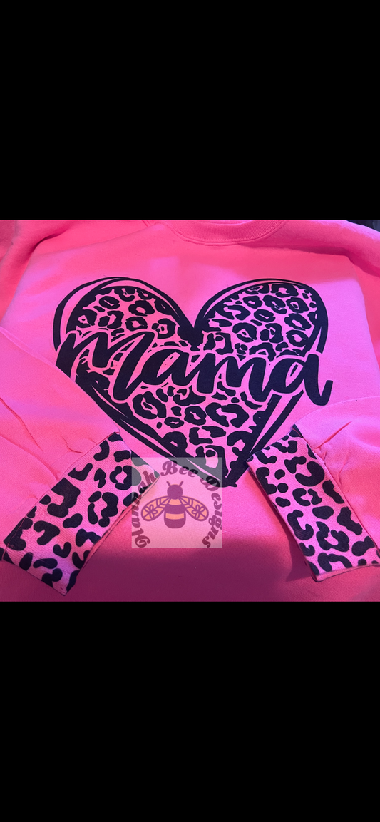 Mama Sweatshirt with Cheetah Sleeve
